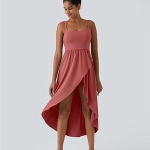 HALARA Coral High Low Dress with shorts